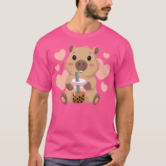 Cute Capybara Boba Tea Bubble Rodent Women n Girls T-Shirt