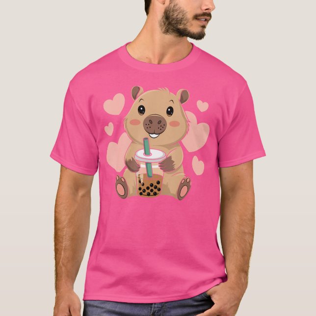 Cute Capybara Boba Tea Bubble Rodent Women n Girls T-Shirt (Front)