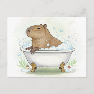 Cute Capybara Bubbles Bath Postcard