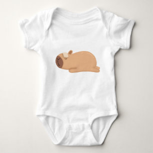 Cute Capybara cartoon is sick, hand-drawn Baby Bodysuit
