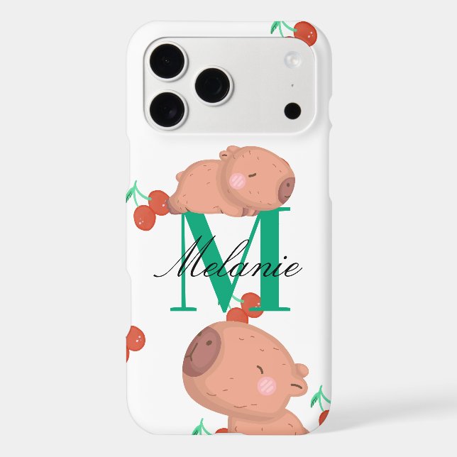 Cute Capybara Cherries Custom Monogram (Back)
