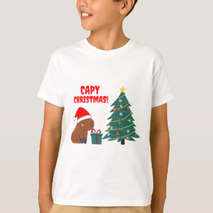 Cute Capybara Christmas Tree   T-Shirt