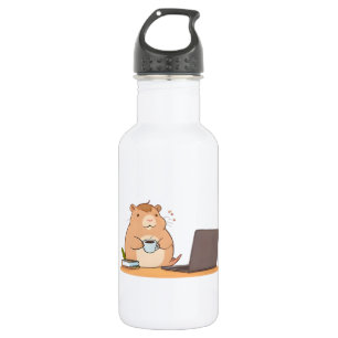 Cute Capybara Coder Coffee Laptop Design 532 Ml Water Bottle
