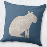 Cute Capybara Cushion<br><div class="desc">A fun watercolor capybara on a teal green background for animal and wildlife lovers.  Original art by Nic Squirrell.</div>