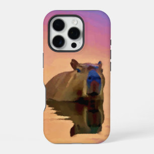 Cute Capybara Emerging From a Tranquil Lake iPhone 16 Pro Case
