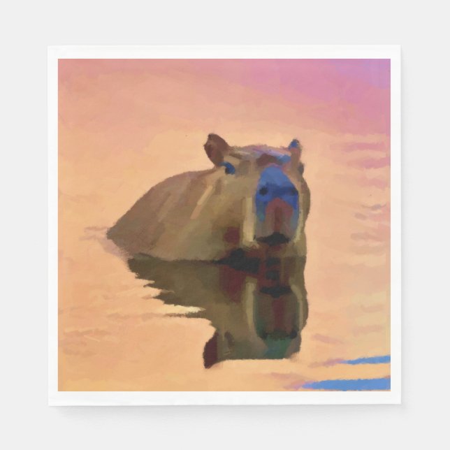 Cute Capybara Emerging From a Tranquil Lake Napkin (Front)