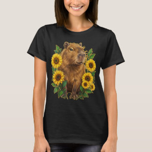 Cute Capybara Floral Sunflower T-Shirt