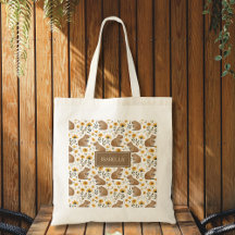 Cute Capybara Floral Tote Bag