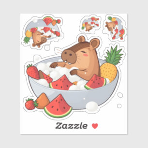 Cute Capybara Fruit Bath Spa Day Kawaii Animal Ill