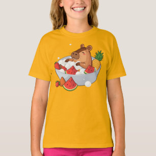 Cute Capybara Fruit Bath Spa Day Kawaii Animal Ill T-Shirt