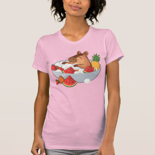 Cute Capybara Fruit Bath Spa Day Kawaii Animal Ill T-Shirt