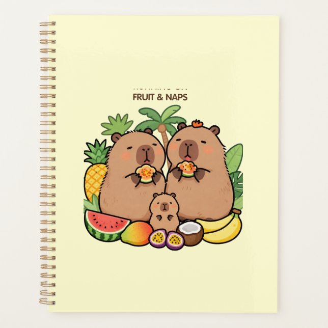 Cute Capybara Fruit & Naps Planner | Happy Capy (Front)