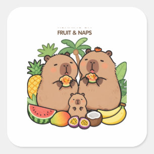 Cute Capybara Fruit & Naps Sticker Happy Capybar