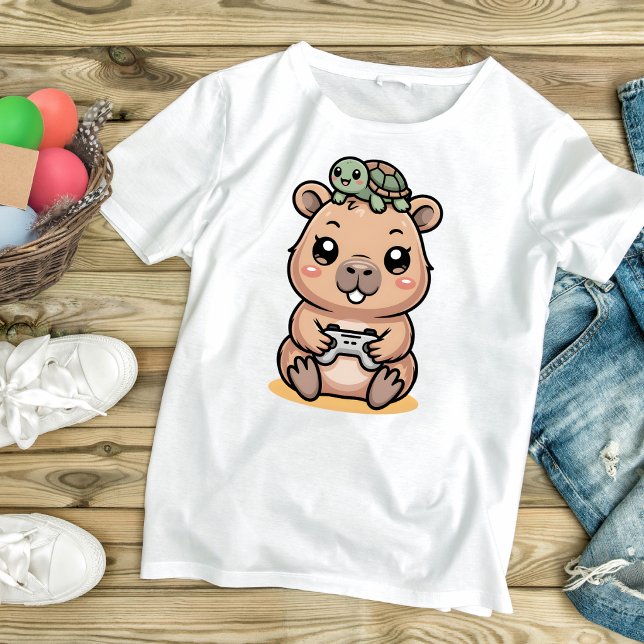 Cute Capybara Gamer Anime Turtle Kawaii Gaming  T-Shirt (Creator Uploaded)