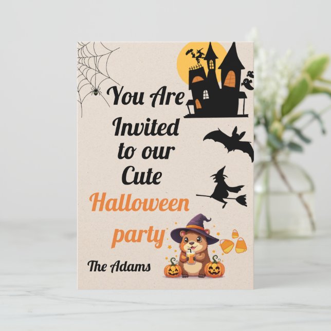 Cute Capybara Halloween Invitation (Standing Front)