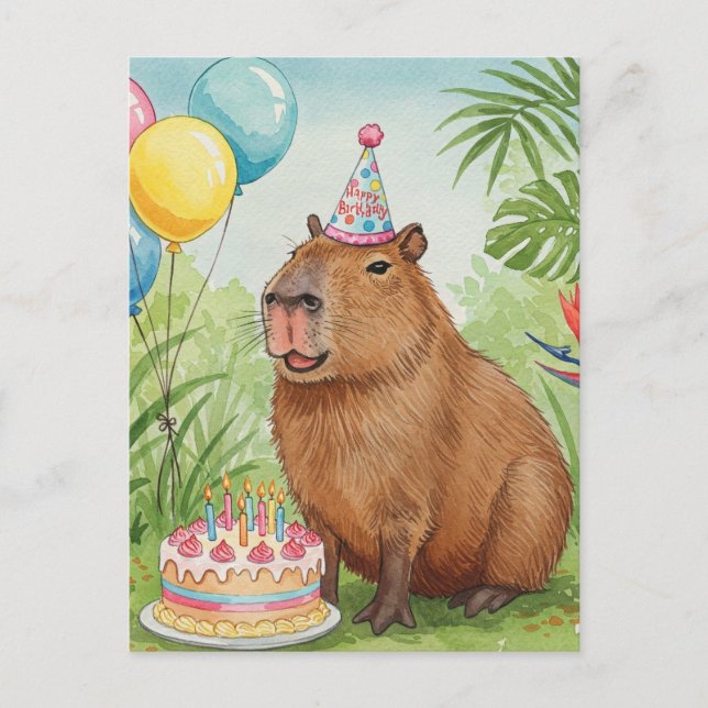 Cute Capybara Happy Birthday Postcard (Front)