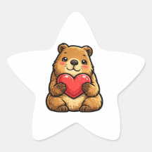 Cute Capybara Holding Heart Kawaii Capybara Star