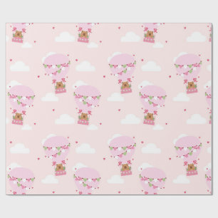Cute Capybara Hot Air Balloon Baby Shower Wrapping Paper
