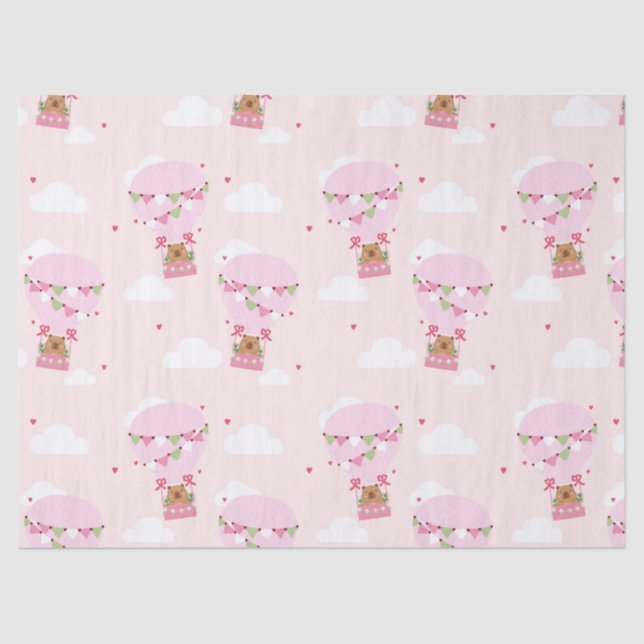 Cute Capybara Hot Air Balloon Tissue Paper (Front)