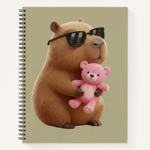 Cute Capybara Hugging Teddy Bear Spiral Notebook