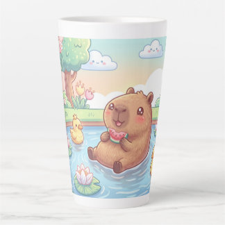 Cute capybara in a pond latte mug