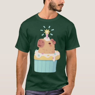 Cute Capybara In Cupcake Funny T-Shirt