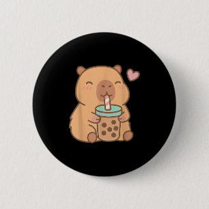 Cute Capybara Kawaii Anime Drinking Bubble Tea Lov 6 Cm Round Badge