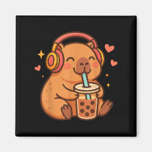 Cute Capybara Kawaii Anime Drinking Bubble Tea Lov Magnet
