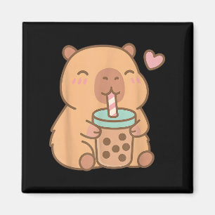 Cute Capybara Kawaii Anime Drinking Bubble Tea Lov Magnet