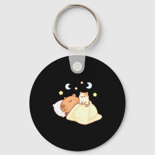 Cute Capybara Kawaii Sleep Pajamas Sleepybara Cat  Key Ring