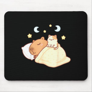 Cute Capybara Kawaii Sleep Pajamas Sleepybara Cat Mouse Pad