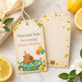 Cute Capybara Kids Birthday Favour Tags