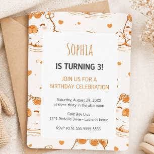 Cute Capybara Kids Birthday Party Invitation