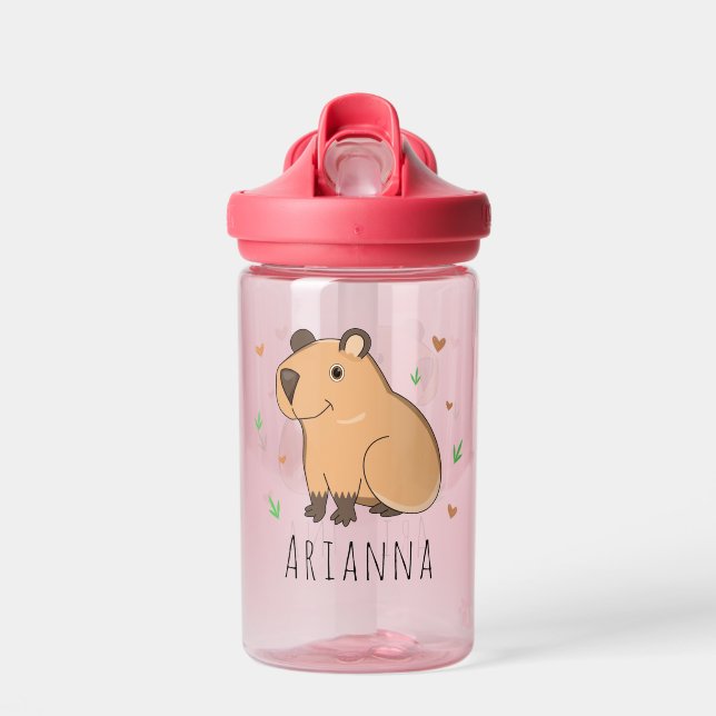 Cute Capybara Kids School Water Bottle (Front)