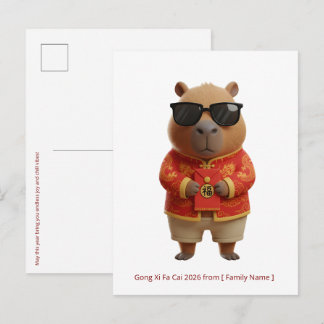 Cute Capybara Lunar New Year 2026 Custom Family  Postcard