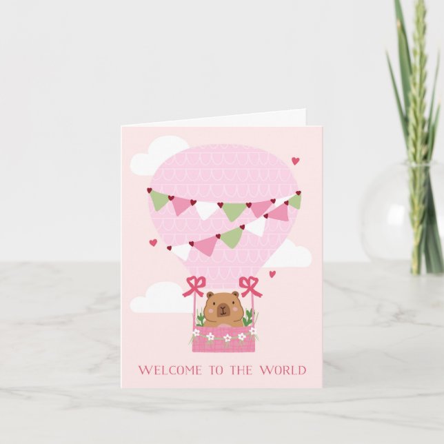 Cute Capybara New Baby Greeting Card (Front)