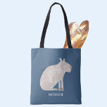 Cute Capybara Personalised Tote Bag<br><div class="desc">A fun watercolor capybara on a teal green background for animal and wildlife lovers.  Original art by Nic Squirrell. Change or remove the name to personalise.</div>