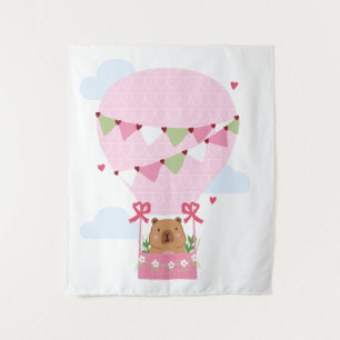 Cute Capybara Pink Birthday Party Tapestry