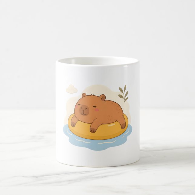 Cute Capybara Pool Float Summer Chill Mug (Center)