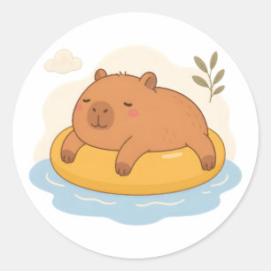 Cute Capybara Pool Float Summer Chill Sticker
