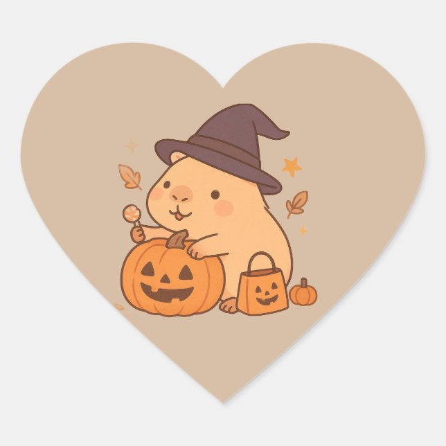 Cute Capybara Pumpkin Halloween Sticker (Front)