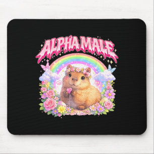 Cute capybara rainbow floral funny for men women mouse pad