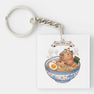 Cute Capybara Ramen Bowl Japanese Kawaii Anime Foo Key Ring
