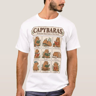 Cute Capybara Reading Book T-Shirt – Funny