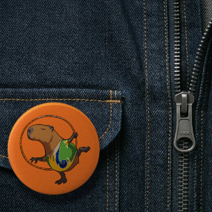 Cute Capybara Rhythmic Gymnastics Hoop Cartoon 6 Cm Round Badge