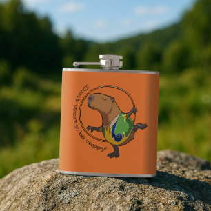 Cute Capybara Rhythmic Gymnastics Hoop Cartoon Hip Flask