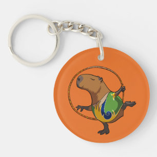 Cute Capybara Rhythmic Gymnastics Hoop Cartoon Key Ring