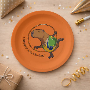 Cute Capybara Rhythmic Gymnastics Hoop Cartoon Paper Plate