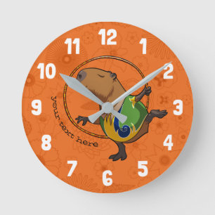 Cute Capybara Rhythmic Gymnastics Hoop Cartoon Round Clock