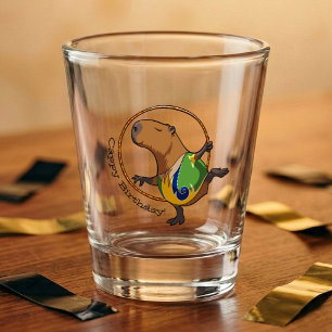Cute Capybara Rhythmic Gymnastics Hoop Cartoon Shot Glass